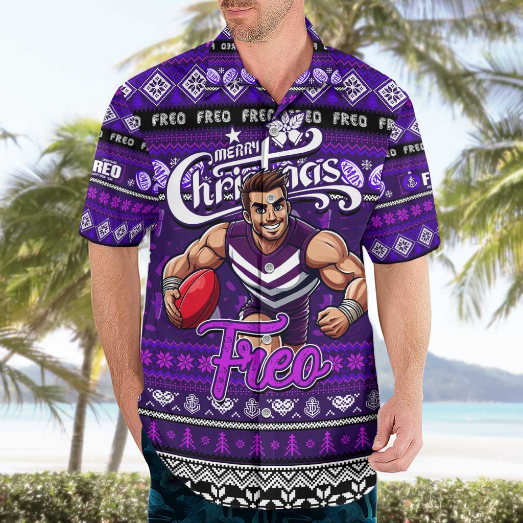 Personalized Freo Football Xmas Hawaiian Shirt Australia AFL Mascot - Vibe Hoodie Shop