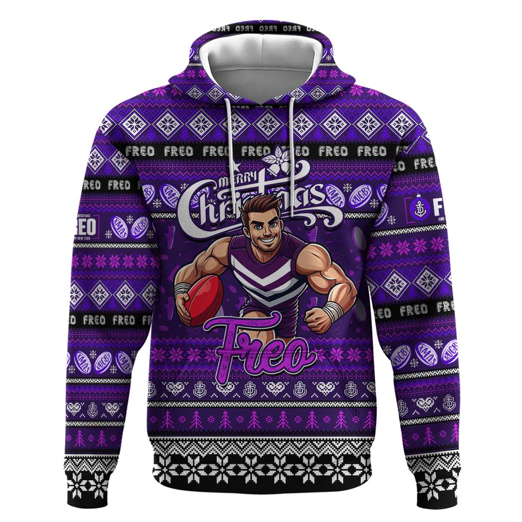 Personalized Freo Football Xmas Hoodie Australia AFL Mascot - Vibe Hoodie Shop