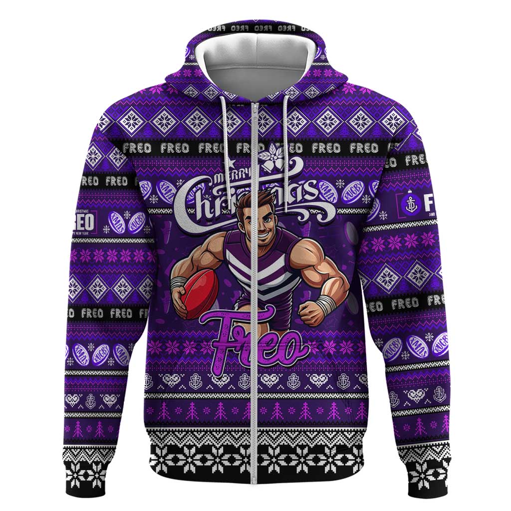 Personalized Freo Football Xmas Hoodie Australia AFL Mascot - Vibe Hoodie Shop