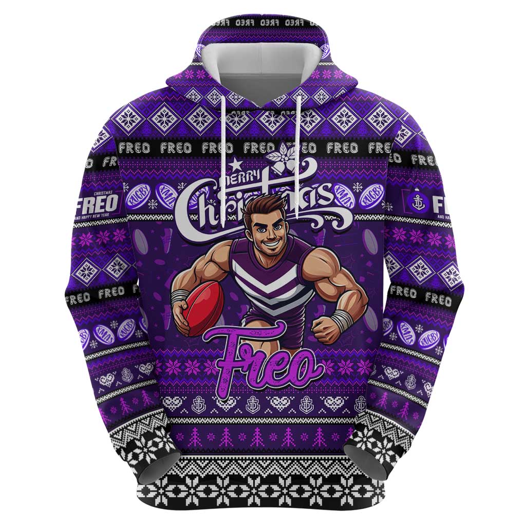 Personalized Freo Football Xmas Hoodie Australia AFL Mascot - Vibe Hoodie Shop
