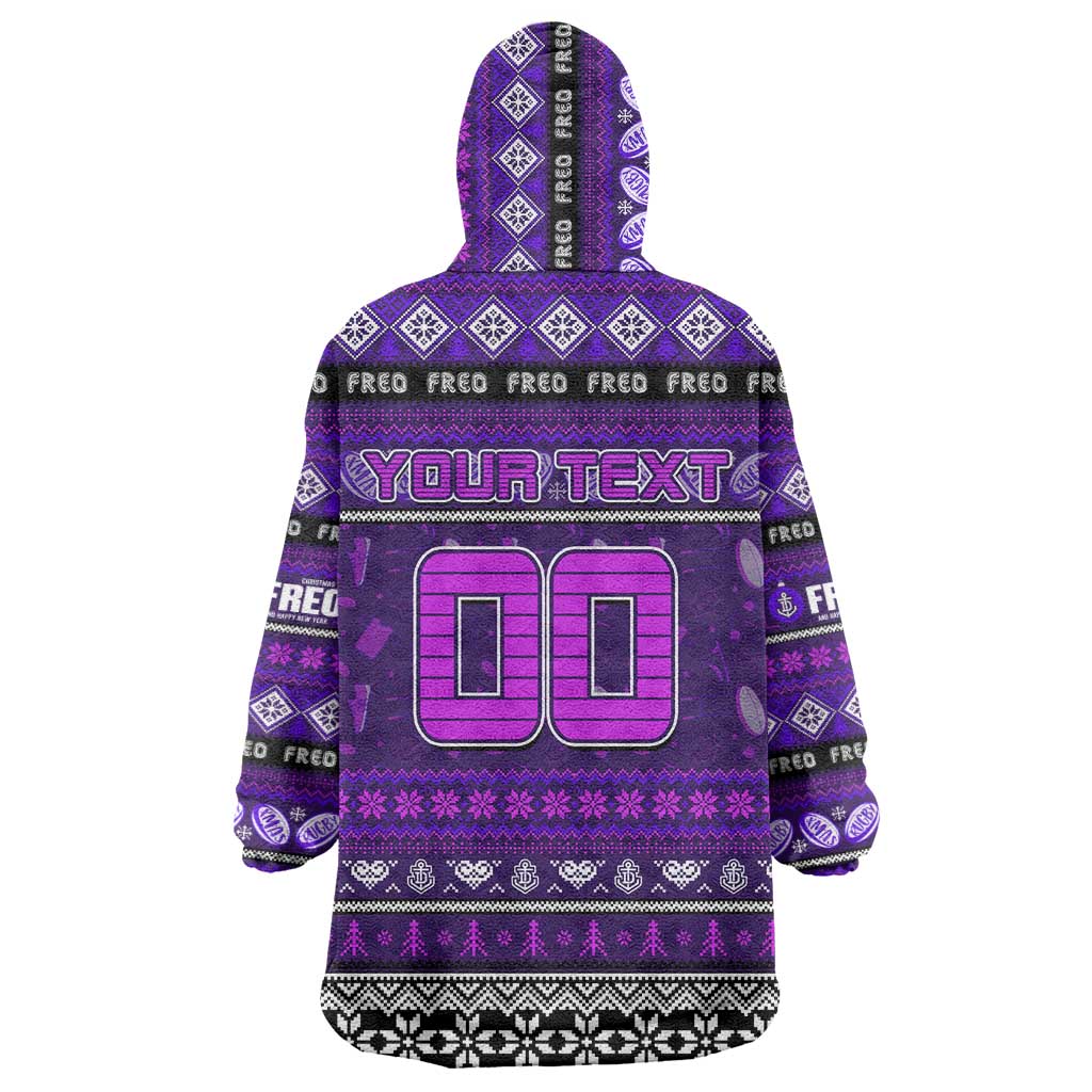 Personalized Freo Football Xmas Wearable Blanket Hoodie Australia AFL Mascot - Vibe Hoodie Shop