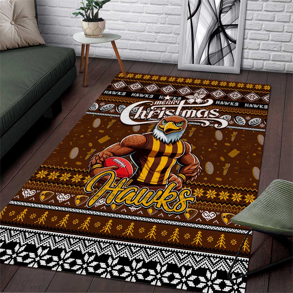 Hawks Football Xmas Area Rug Australia AFL Mascot - Vibe Hoodie Shop