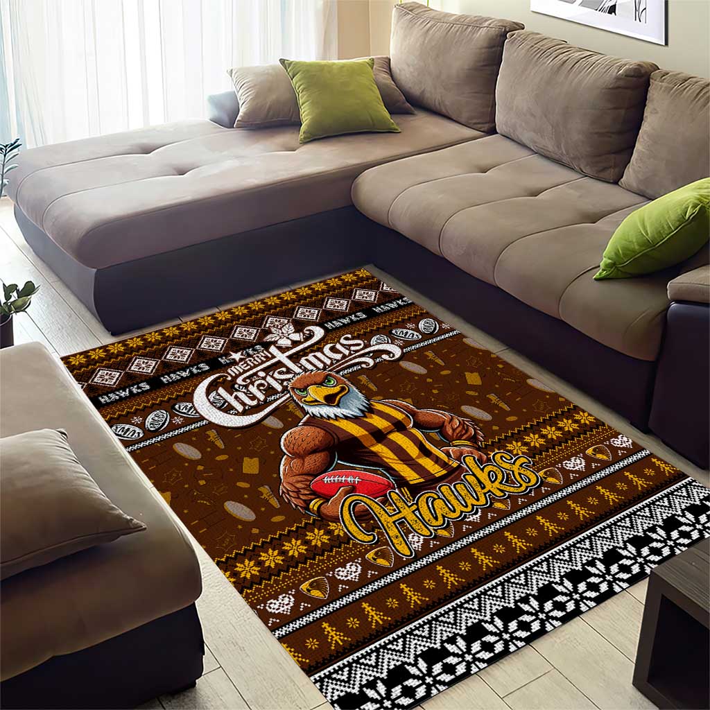 Hawks Football Xmas Area Rug Australia AFL Mascot - Vibe Hoodie Shop