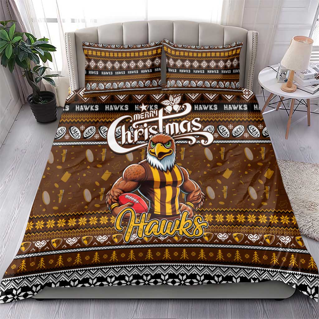 Hawks Football Xmas Bedding Set Australia AFL Mascot - Vibe Hoodie Shop