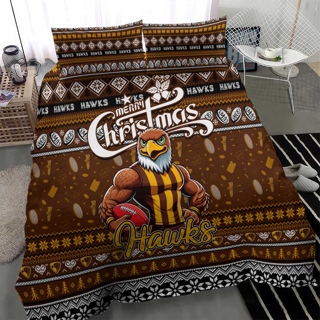 Hawks Football Xmas Bedding Set Australia AFL Mascot - Vibe Hoodie Shop
