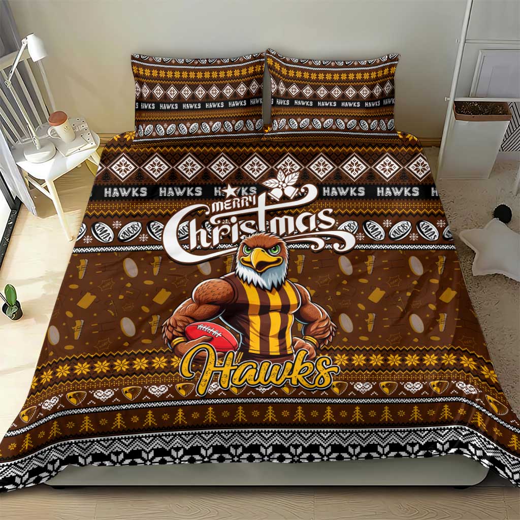 Hawks Football Xmas Bedding Set Australia AFL Mascot - Vibe Hoodie Shop