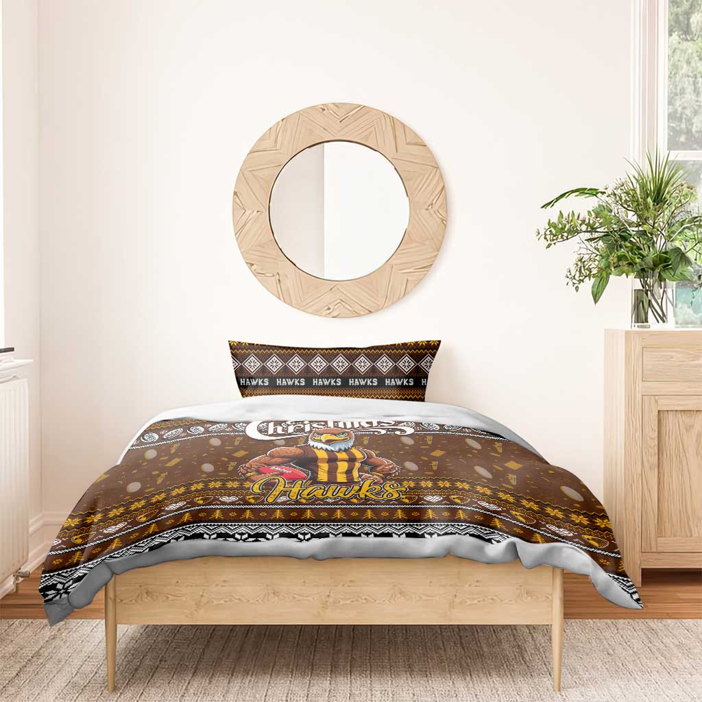 Hawks Football Xmas Bedding Set Australia AFL Mascot - Vibe Hoodie Shop