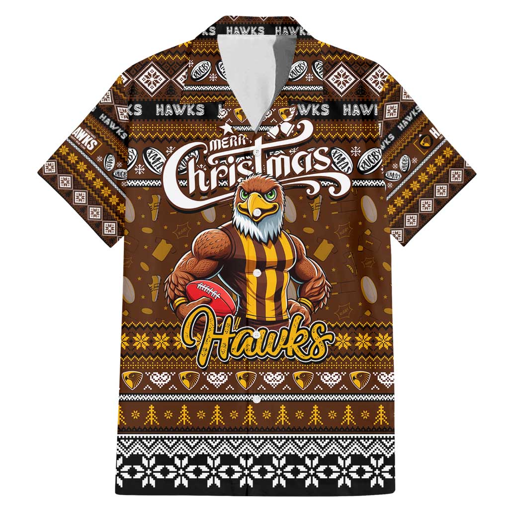 Personalized Hawks Rugby Xmas Family Matching Mermaid Dress and Hawaiian Shirt Australia AFL Mascot