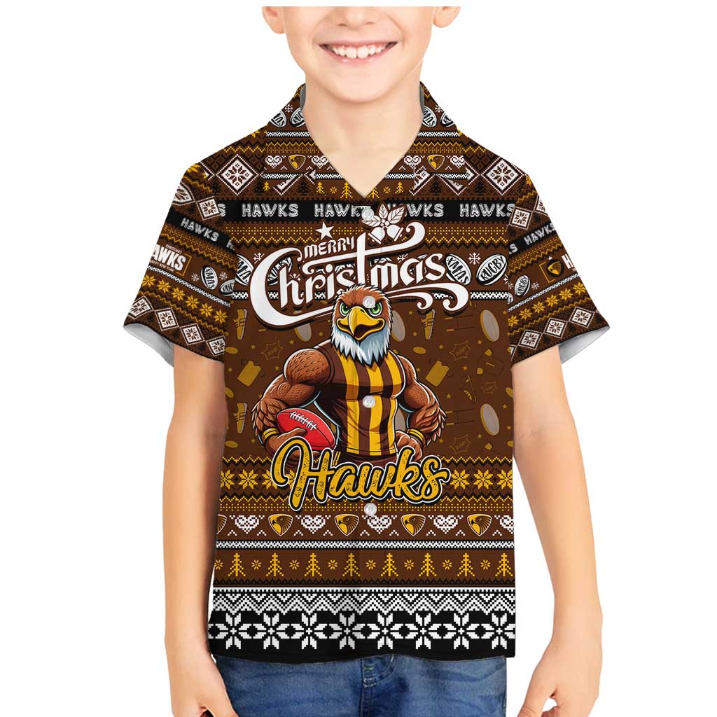Personalized Hawks Rugby Xmas Family Matching Mermaid Dress and Hawaiian Shirt Australia AFL Mascot