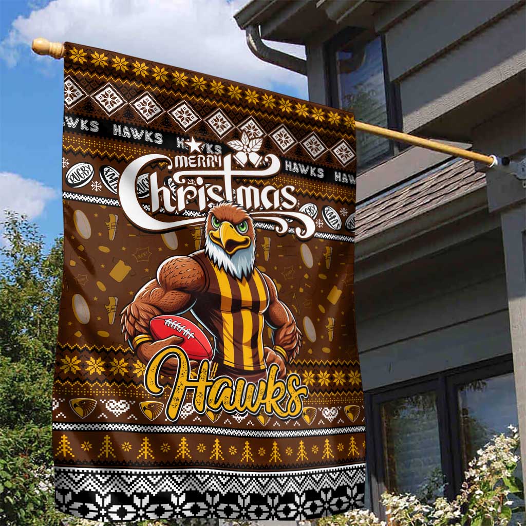 Hawks Football Xmas Garden Flag Australia AFL Mascot - Vibe Hoodie Shop