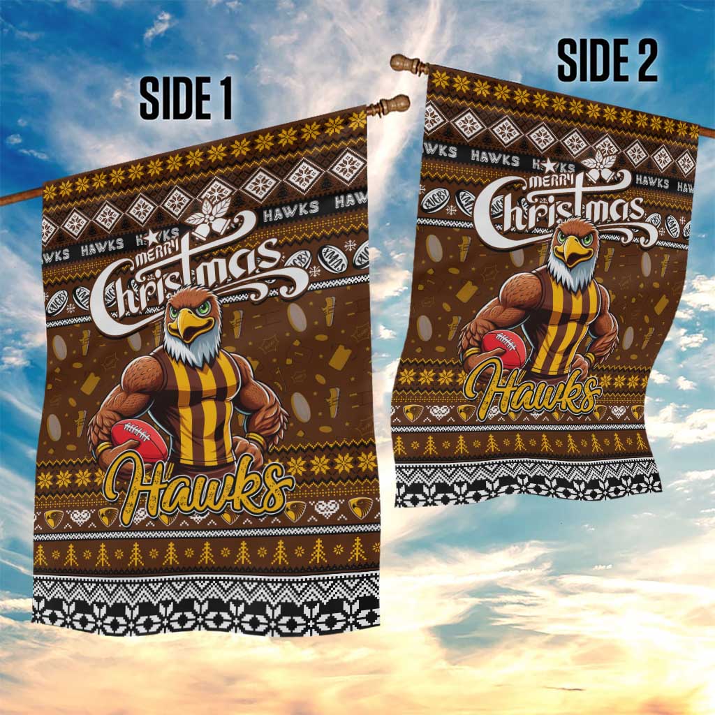 Hawks Football Xmas Garden Flag Australia AFL Mascot - Vibe Hoodie Shop