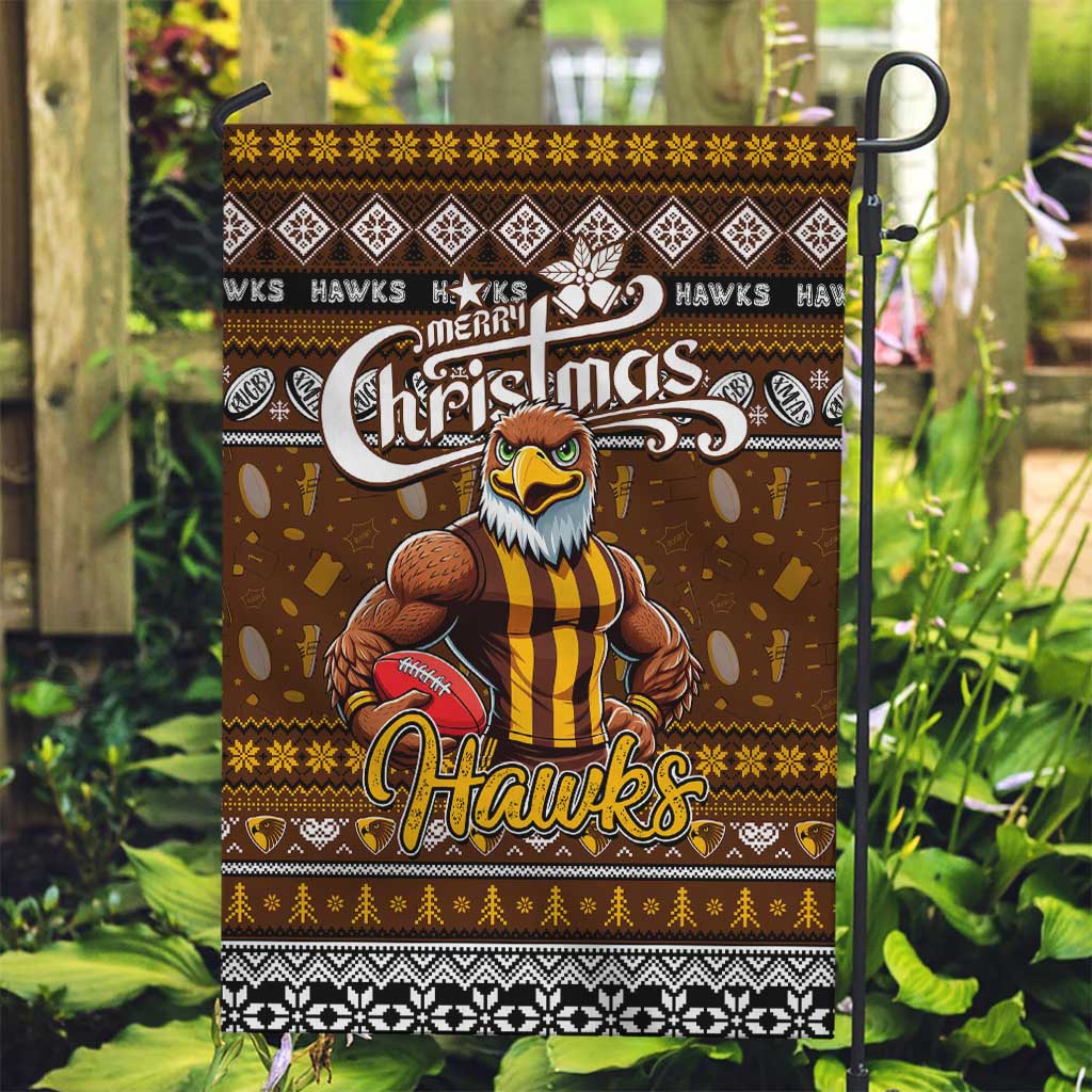Hawks Football Xmas Garden Flag Australia AFL Mascot - Vibe Hoodie Shop