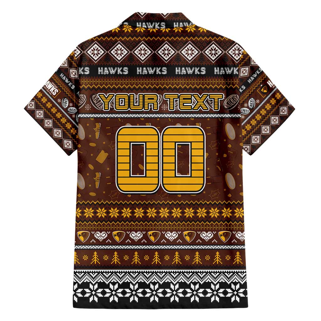 Personalized Hawks Football Xmas Hawaiian Shirt Australia AFL Mascot - Vibe Hoodie Shop