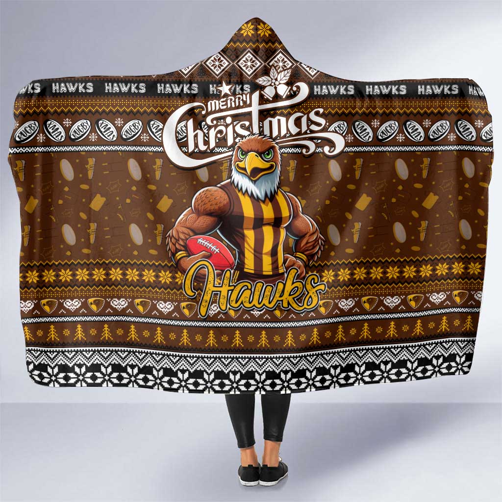 Hawks Football Xmas Hooded Blanket Australia AFL Mascot