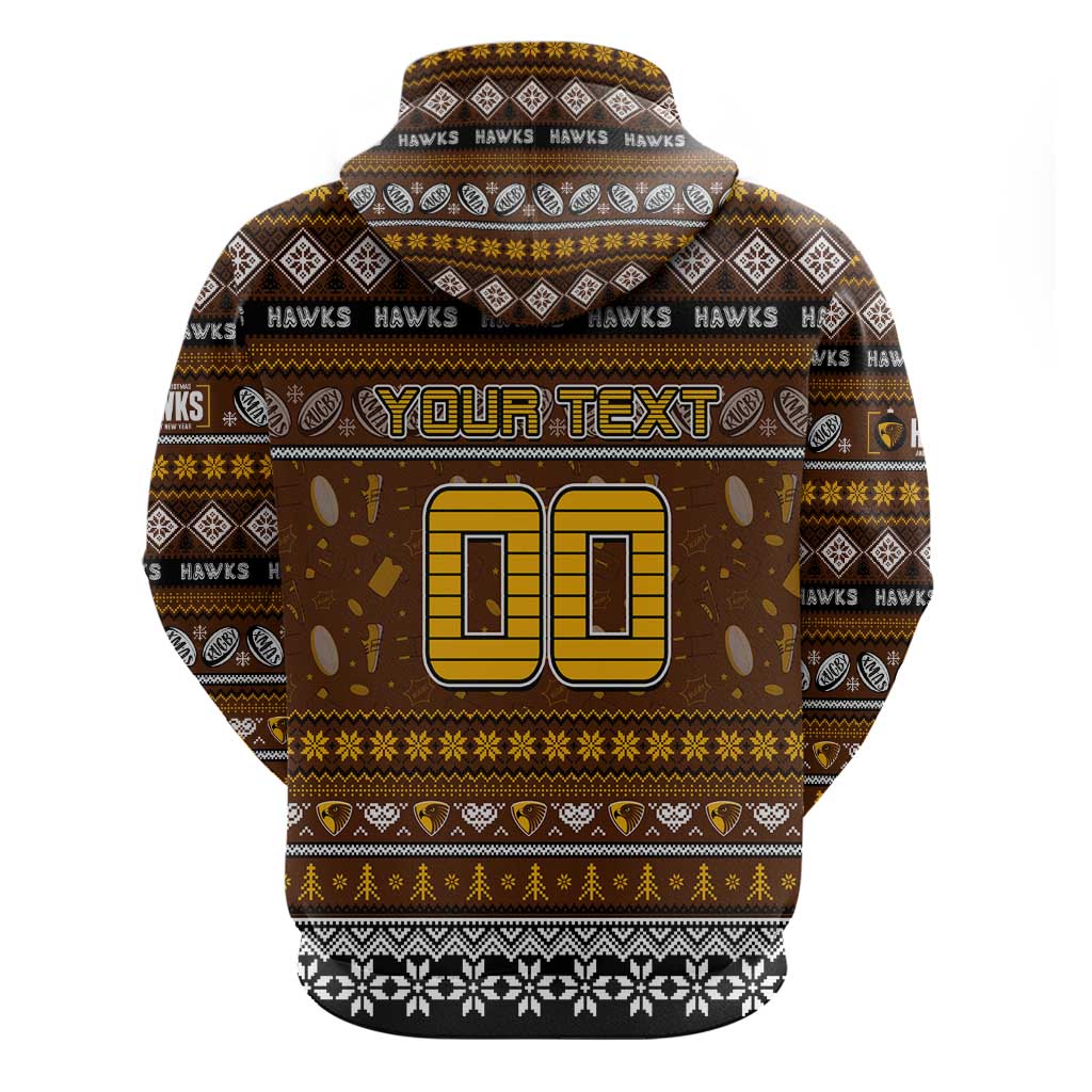Personalized Hawks Football Xmas Hoodie Australia AFL Mascot - Vibe Hoodie Shop