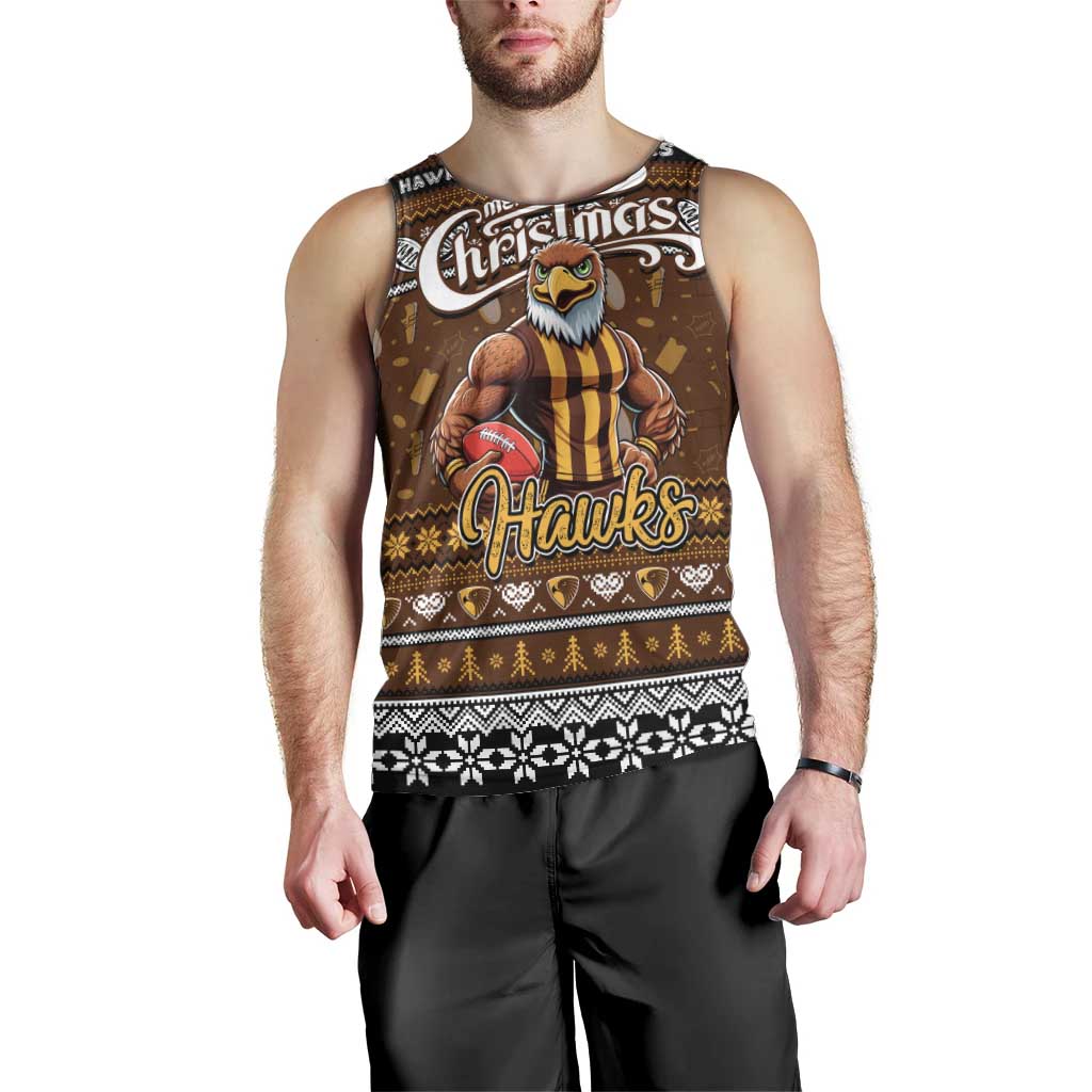 Personalized Hawks Football Xmas Men Tank Top Australia AFL Mascot - Vibe Hoodie Shop
