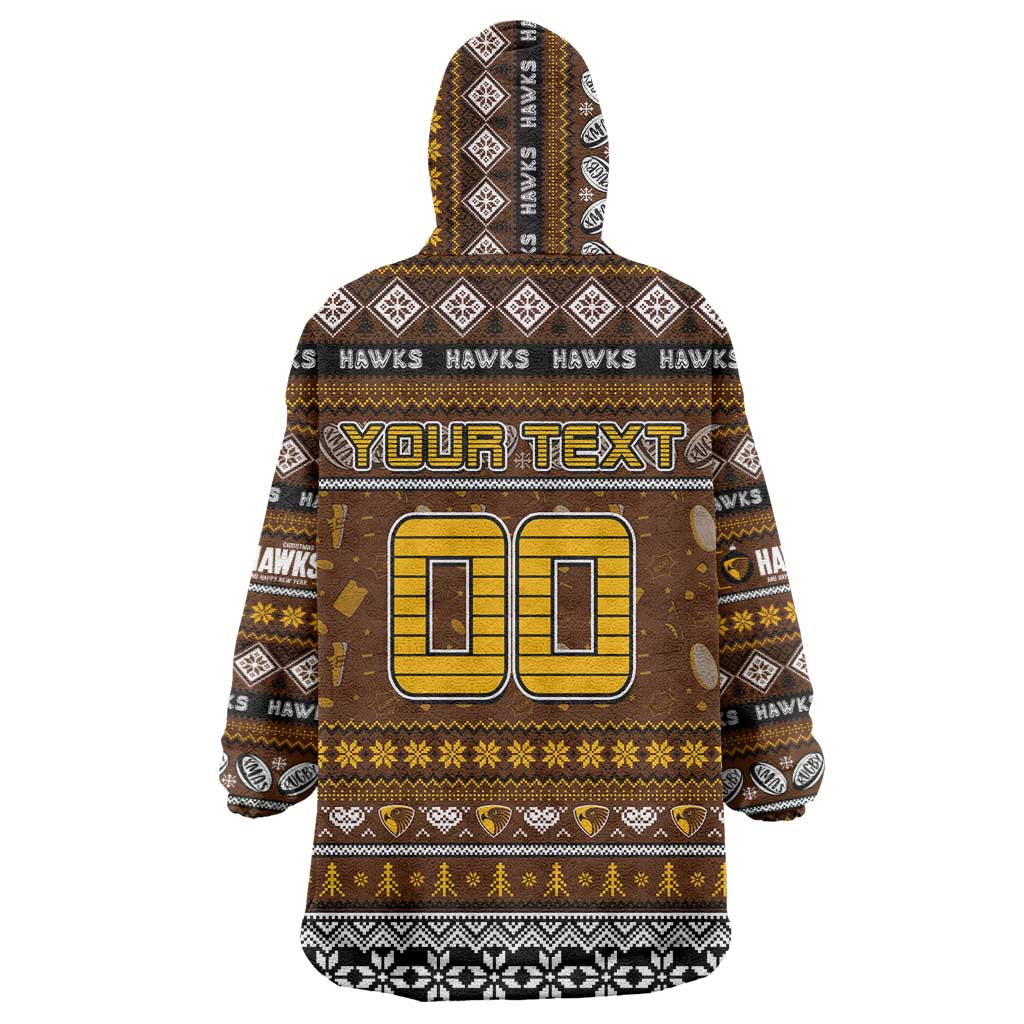 Personalized Hawks Football Xmas Wearable Blanket Hoodie Australia AFL Mascot - Vibe Hoodie Shop