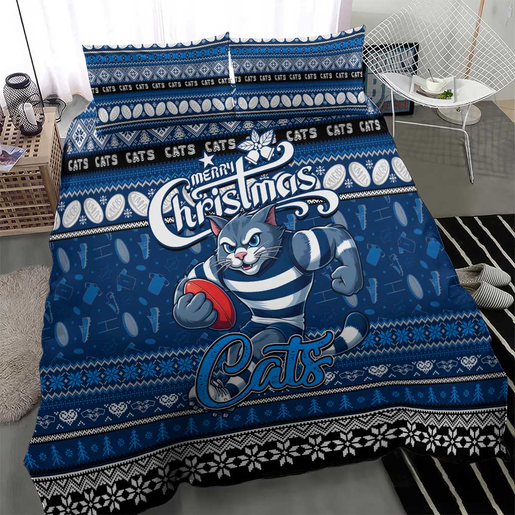 Cats Football Xmas Bedding Set Australia AFL Mascot - Vibe Hoodie Shop