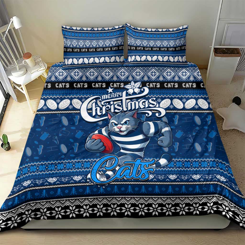 Cats Football Xmas Bedding Set Australia AFL Mascot - Vibe Hoodie Shop