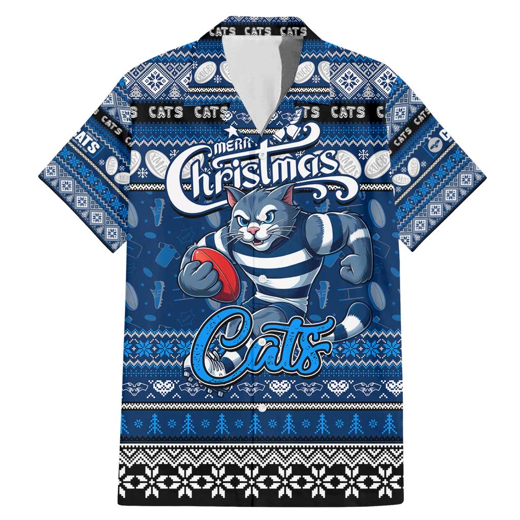Personalized Cats Rugby Xmas Family Matching Mermaid Dress and Hawaiian Shirt Australia AFL Mascot