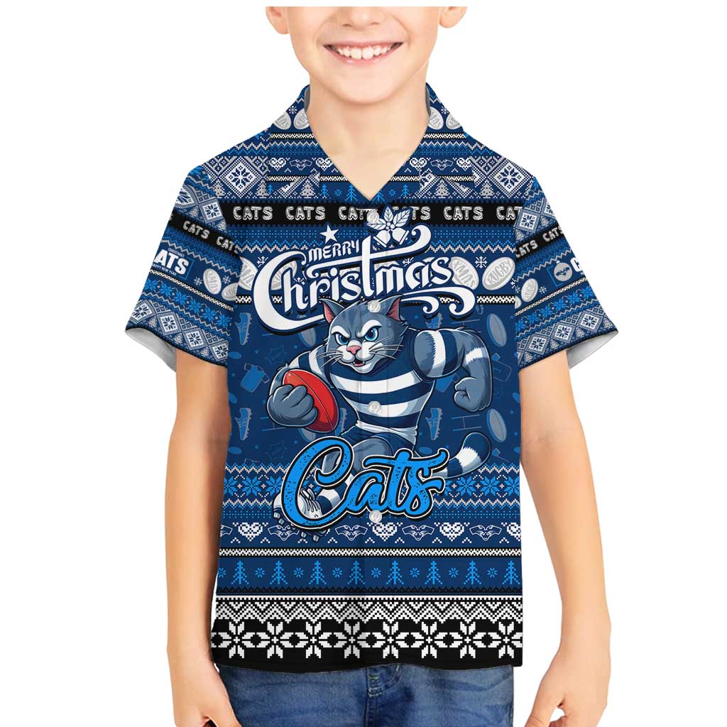 Personalized Cats Rugby Xmas Family Matching Mermaid Dress and Hawaiian Shirt Australia AFL Mascot