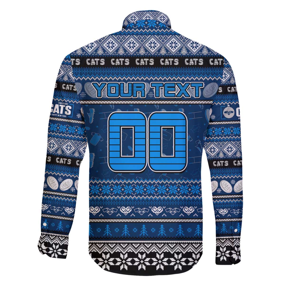 Personalized Cats Rugby Xmas Family Matching Off The Shoulder Long Sleeve Dress and Hawaiian Shirt Australia AFL Mascot