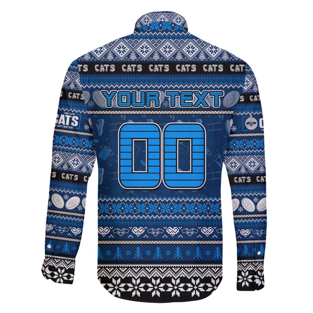 Personalized Cats Rugby Xmas Family Matching Off Shoulder Short Dress and Hawaiian Shirt Australia AFL Mascot