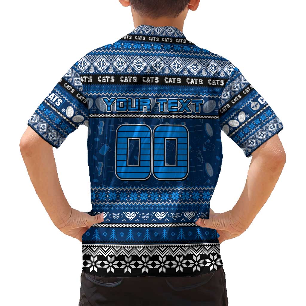 Personalized Cats Rugby Xmas Family Matching Puletasi and Hawaiian Shirt Australia AFL Mascot