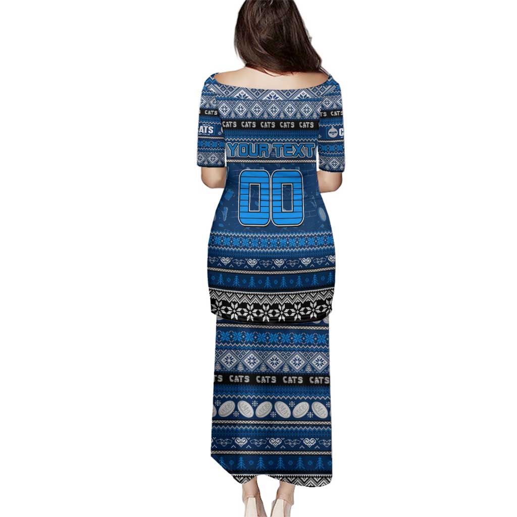 Personalized Cats Rugby Xmas Family Matching Puletasi and Hawaiian Shirt Australia AFL Mascot