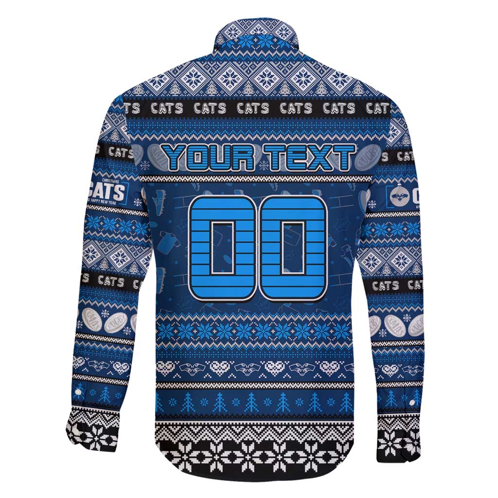 Personalized Cats Rugby Xmas Family Matching Short Sleeve Bodycon Dress and Hawaiian Shirt Australia AFL Mascot