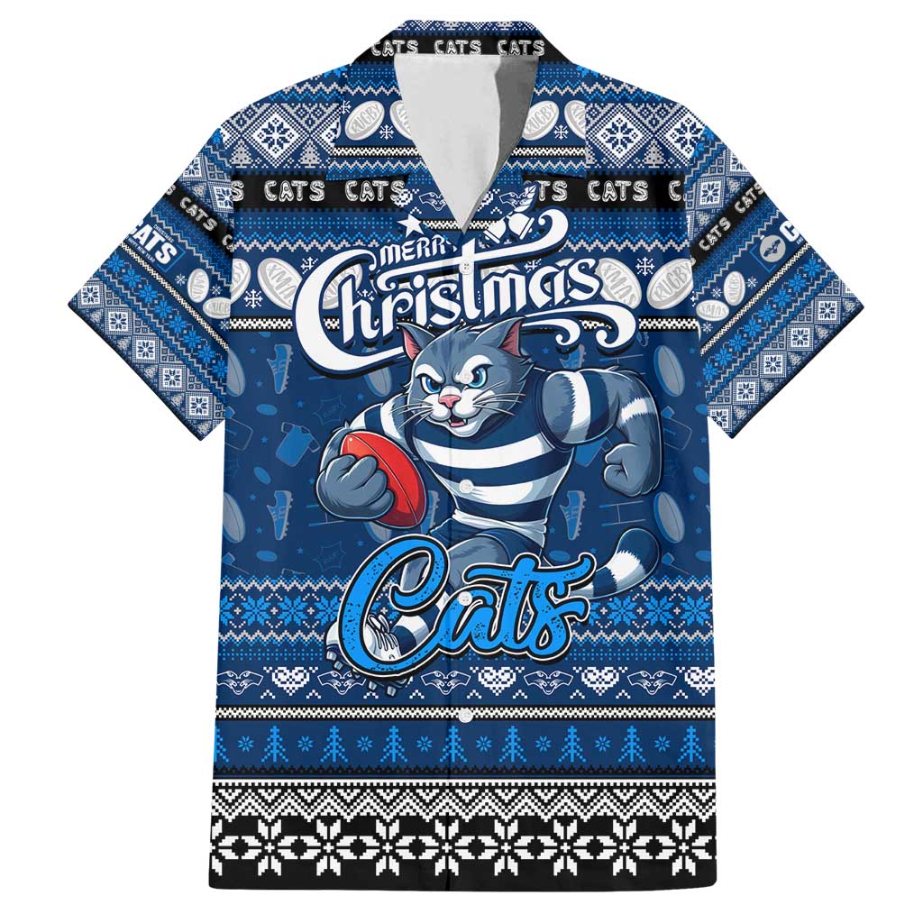 Personalized Cats Rugby Xmas Family Matching Tank Maxi Dress and Hawaiian Shirt Australia AFL Mascot