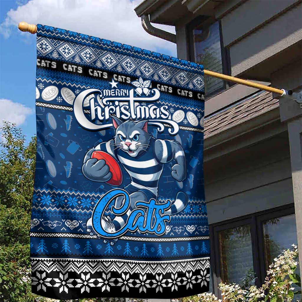 Cats Football Xmas Garden Flag Australia AFL Mascot - Vibe Hoodie Shop