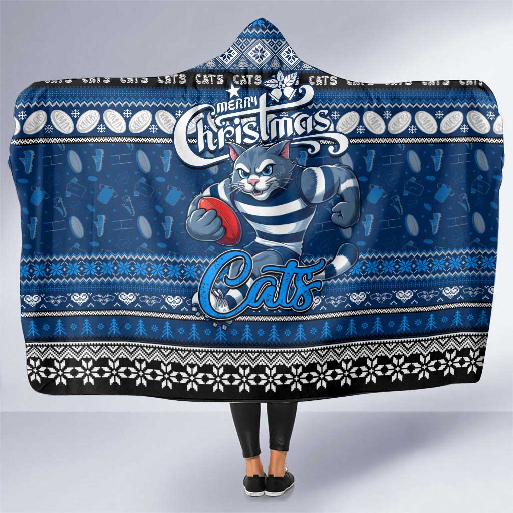 Cats Football Xmas Hooded Blanket Australia AFL Mascot