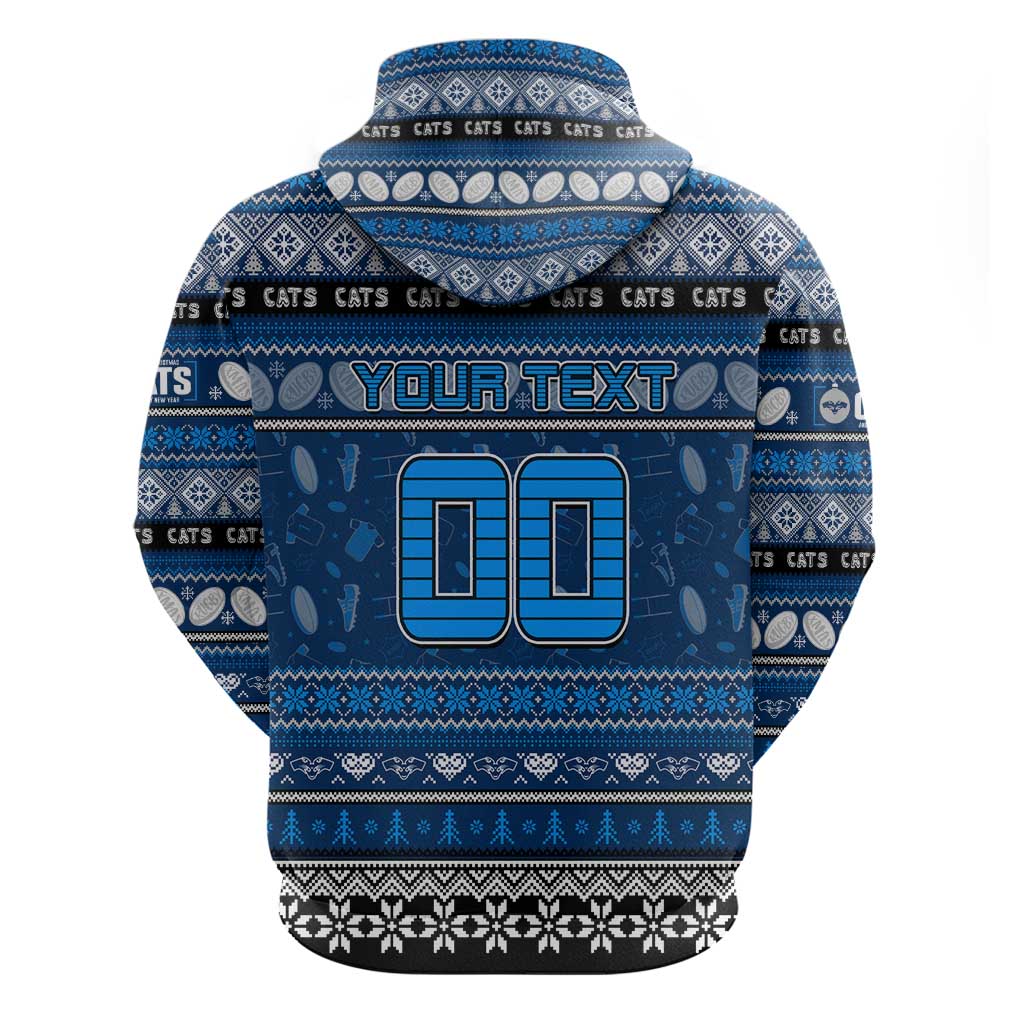 Personalized Cats Football Xmas Hoodie Australia AFL Mascot - Vibe Hoodie Shop