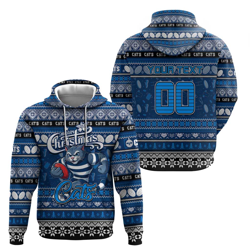 Personalized Cats Football Xmas Hoodie Australia AFL Mascot - Vibe Hoodie Shop