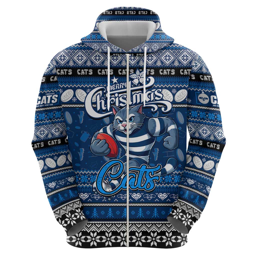 Personalized Cats Football Xmas Hoodie Australia AFL Mascot - Vibe Hoodie Shop