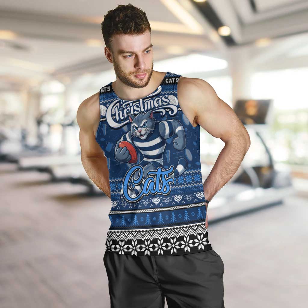 Personalized Cats Football Xmas Men Tank Top Australia AFL Mascot - Vibe Hoodie Shop