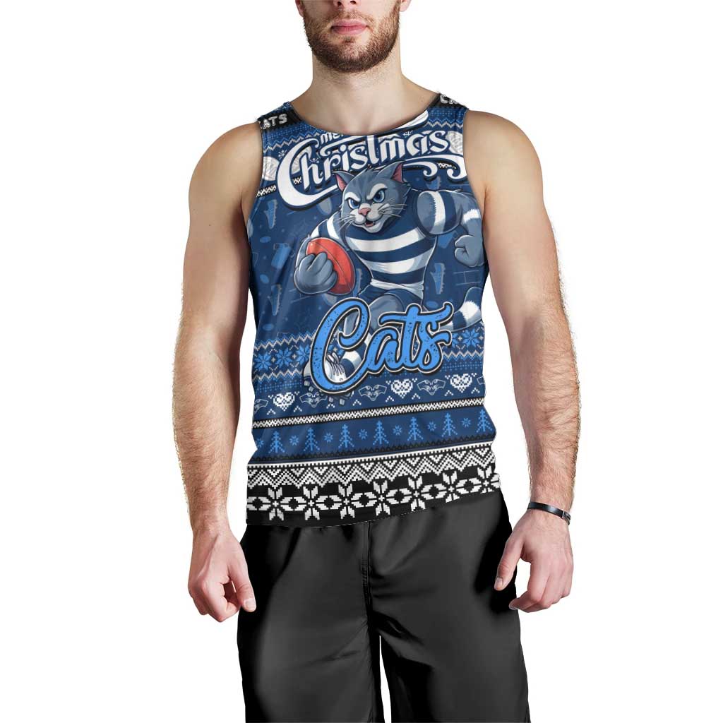 Personalized Cats Football Xmas Men Tank Top Australia AFL Mascot - Vibe Hoodie Shop