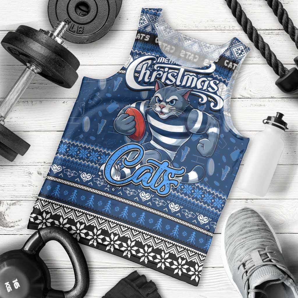 Personalized Cats Football Xmas Men Tank Top Australia AFL Mascot - Vibe Hoodie Shop