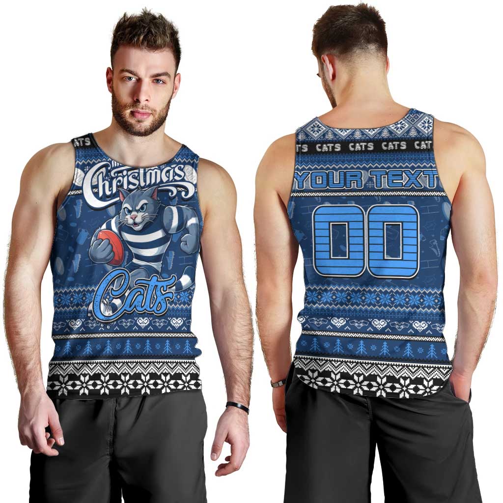 Personalized Cats Football Xmas Men Tank Top Australia AFL Mascot - Vibe Hoodie Shop