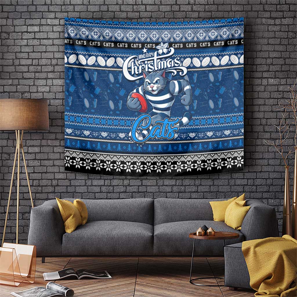 Cats Football Xmas Tapestry Australia AFL Mascot - Vibe Hoodie Shop