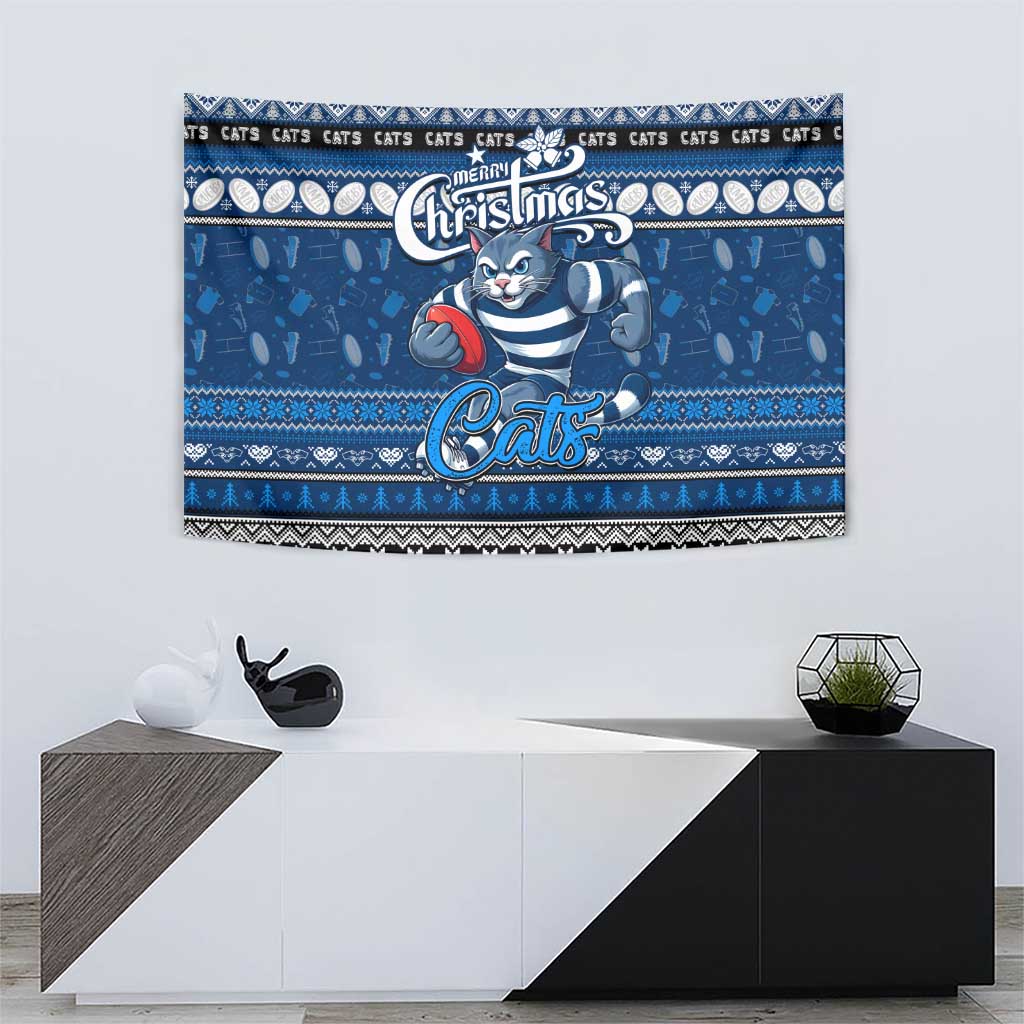 Cats Football Xmas Tapestry Australia AFL Mascot - Vibe Hoodie Shop