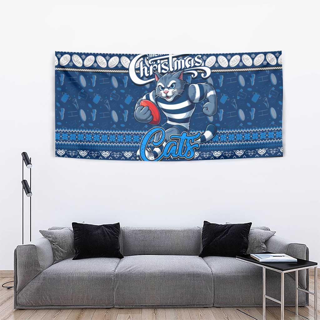 Cats Football Xmas Tapestry Australia AFL Mascot - Vibe Hoodie Shop