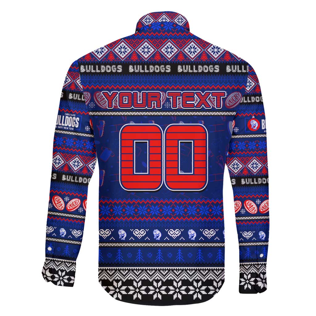 Personalized Bulldogs Rugby Xmas Family Matching Long Sleeve Bodycon Dress and Hawaiian Shirt Australia AFL Mascot