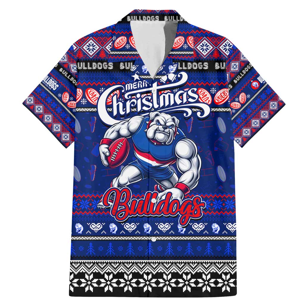 Personalized Bulldogs Rugby Xmas Family Matching Mermaid Dress and Hawaiian Shirt Australia AFL Mascot