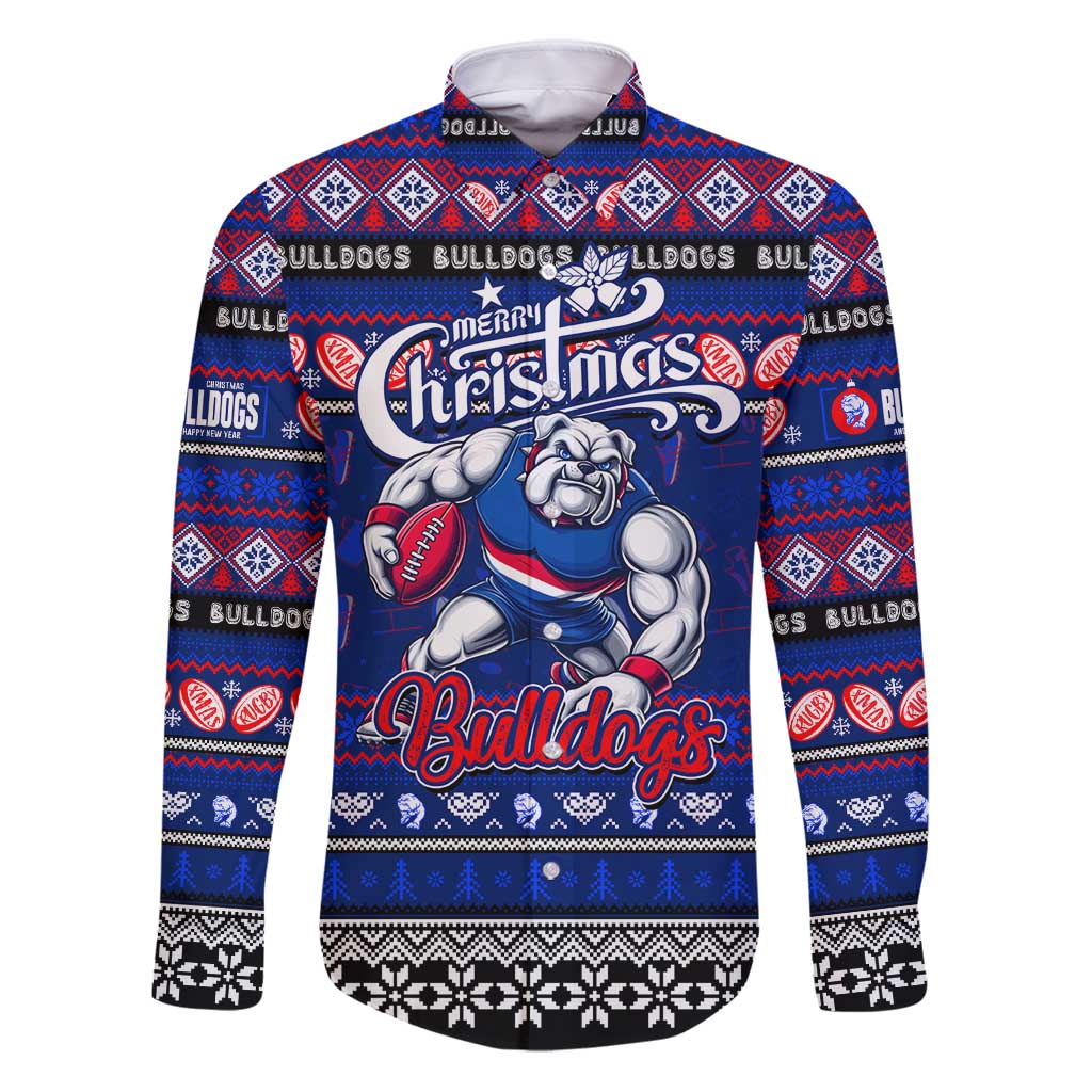 Personalized Bulldogs Rugby Xmas Family Matching Puletasi and Hawaiian Shirt Australia AFL Mascot