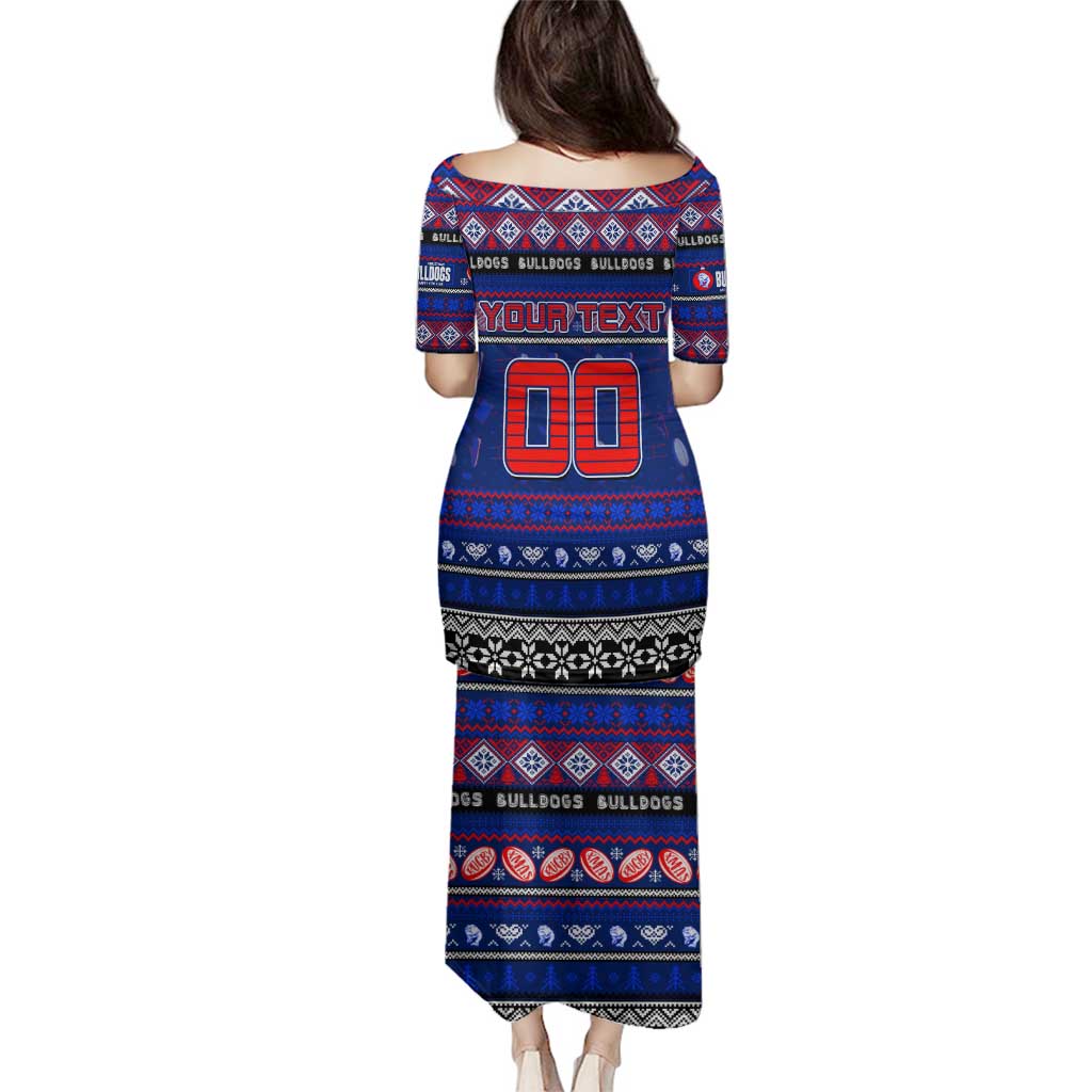 Personalized Bulldogs Rugby Xmas Family Matching Puletasi and Hawaiian Shirt Australia AFL Mascot