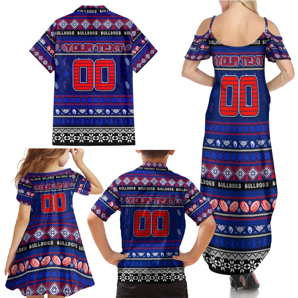Personalized Bulldogs Rugby Xmas Family Matching Summer Maxi Dress and Hawaiian Shirt Australia AFL Mascot
