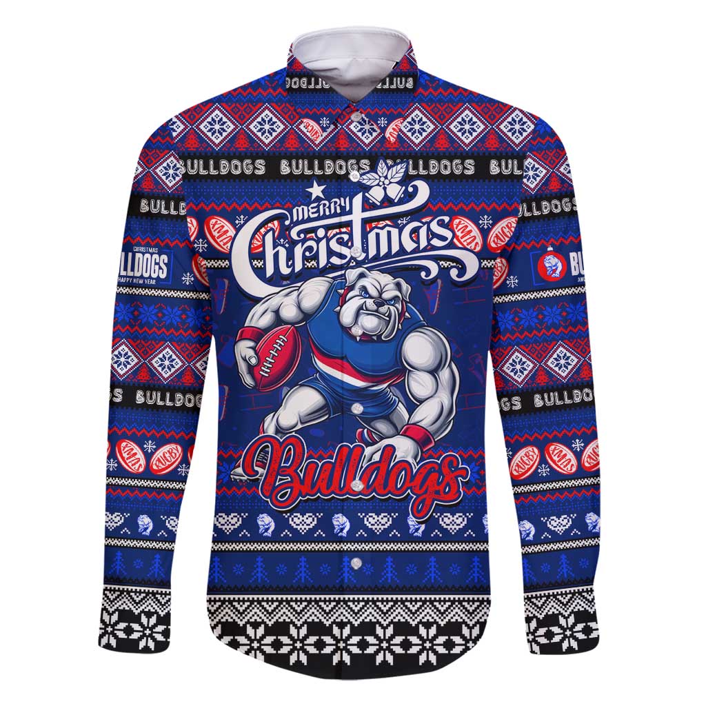 Personalized Bulldogs Rugby Xmas Family Matching Summer Maxi Dress and Hawaiian Shirt Australia AFL Mascot