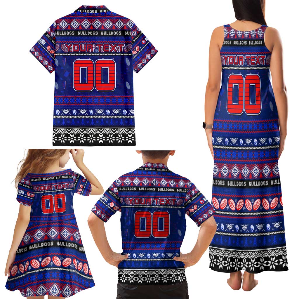 Personalized Bulldogs Rugby Xmas Family Matching Tank Maxi Dress and Hawaiian Shirt Australia AFL Mascot